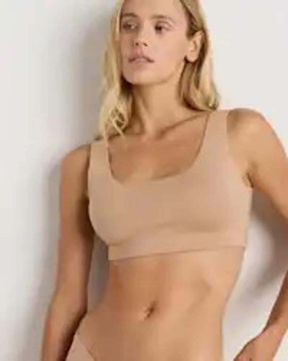 Quince Women's Organic Cotton Tank Bralette 2-pk Sand NEW ~ Size M